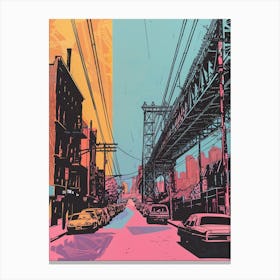 Queens New York Colourful Silkscreen Illustration 3 Canvas Print