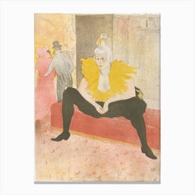 The Seated Clowness (Mademoiselle Cha U Ka O), Henri de Toulouse-Lautrec Canvas Print