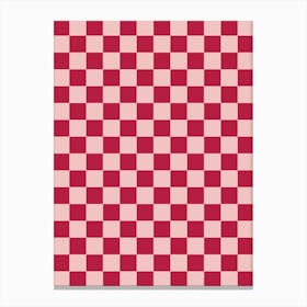 Checkerboard Magenta And Peach Canvas Print