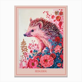 Floral Animal Painting Hedgehog 2 Poster Canvas Print