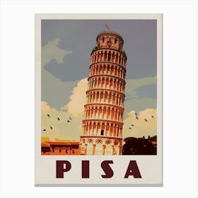 Pisa Italy Travel Poster Canvas Print