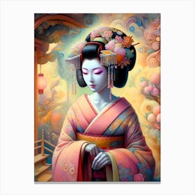 Japan Traditional Geisha Illustration By Ad 1 Canvas Print