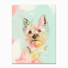 Yorkshire Terrier Dog Pastel Line Painting 2 Canvas Print
