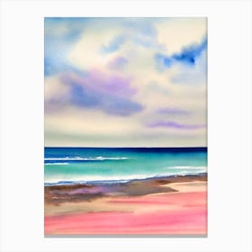 Bateau Bay Beach, Australia Pink Watercolour Canvas Print