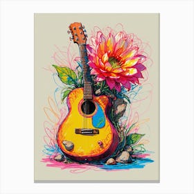 Guitar And Flower Canvas Print Canvas Print