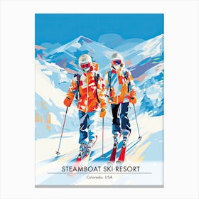Steamboat Ski Resort   Colorado Usa, Ski Resort Poster Illustration 3 Canvas Print
