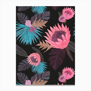 Protea Heliconia Floral Canvas Print
