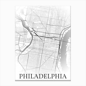 Philadelphia, Pennsylvania, United States, City Map, Black And White Fade Design 1 Stampe su tela