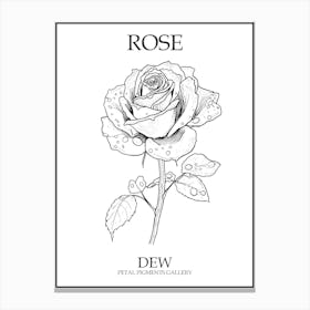 Rose Dew Line Drawing 4 Poster Canvas Print