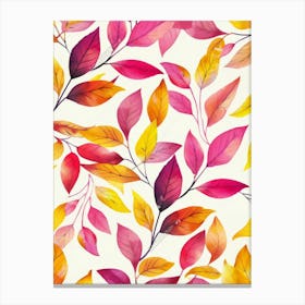 Autumn Leaves Seamless Pattern 4 Canvas Print