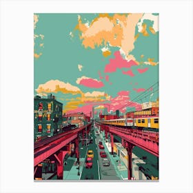 Astoria New York Colourful Silkscreen Illustration 4 Canvas Print