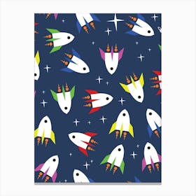Space Rockets Pattern Canvas Print