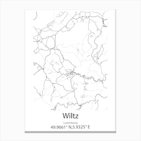 Wiltz,Luxembourg Minimalist Map Canvas Print