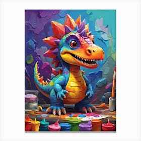 Dinosaur Painter Canvas Print