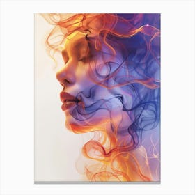 Woman With Smoke In Her Hair Canvas Print