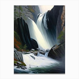 Skjervsfossen, Norway Peaceful Oil Art  (1) Canvas Print