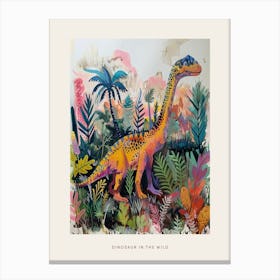 Colourful Dinosaur In The Landscape Painting 1 Poster Canvas Print