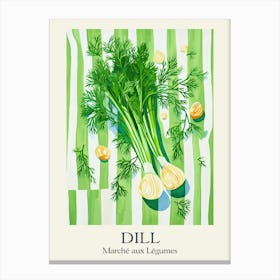 Marche Aux Legumes Dill Summer Illustration 5 Canvas Print