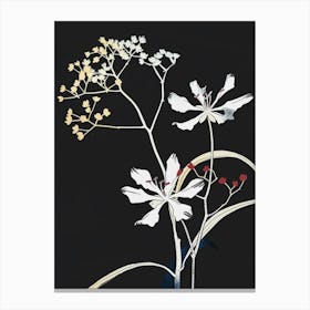 Neon Flowers On Black Babys Breath 7 Canvas Print