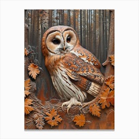 Boreal Owl Relief Illustration 2 Canvas Print