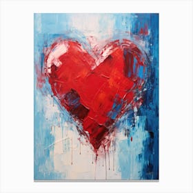 Abstract Red And Bule Heart Painting Canvas Print