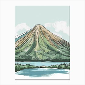 Mount Vesuvius Italy Color Line Drawing (2) Canvas Print