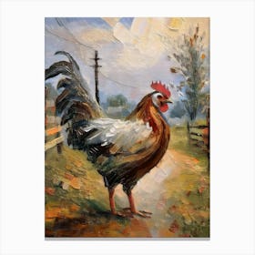 Rooster On The Road Canvas Print