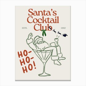 Santa’s Cocktail Club | Trendy Preppy Ho Ho Ho Christmas 1 Canvas Print