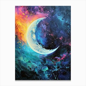 Crescent In Space, Oil Canvas Print