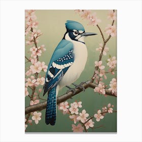 Ohara Koson Inspired Bird Painting Blue Jay 3 Canvas Print