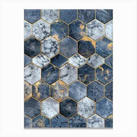 Blue And Gold Marble Mosaic Canvas Print