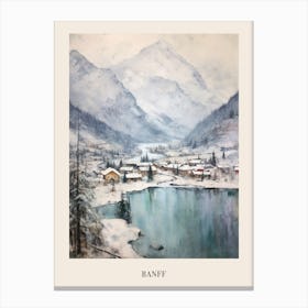 Vintage Winter Painting Poster Banff Canada 3 Canvas Print