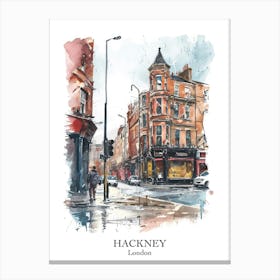 Hackney London Borough   Street Watercolour 6 Poster Canvas Print
