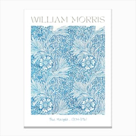 Blue Marigold Floral Fabric Genuine Print by William Morris (1834-1896) Feature Wall Decor by Famous British Textile Designer HD Remastered by the Met Canvas Print