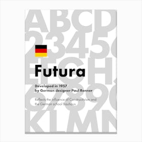 Futura font poster, 1957 — design typography poster 1 Canvas Print