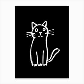 Black And White Cat Line Drawing 3 Canvas Print