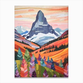 Mount Assiniboine Canada 2 Colourful Mountain Illustration Canvas Print