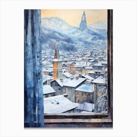 Winter Cityscape Zermatt Switzerland 1 Canvas Print