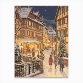 Vintage Winter Illustration Colmar France 2 Canvas Print