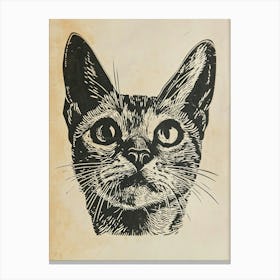 Devon Rex Linocut Blockprint 1 Canvas Print