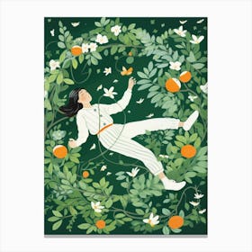 Illustration Of A Girl In An Orange Tree Canvas Print