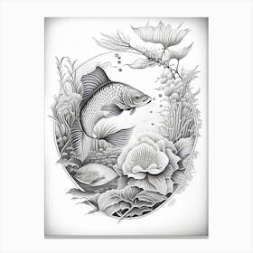 Goshiki Koi Fish 1, Haeckel Style Illustastration Canvas Print