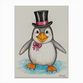 Penguin In Top Hat 2 Canvas Print