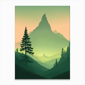 Misty Mountains Vertical Composition In Green Tone 26 Canvas Print