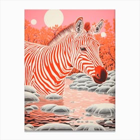 Zebra In The River 4 Canvas Print