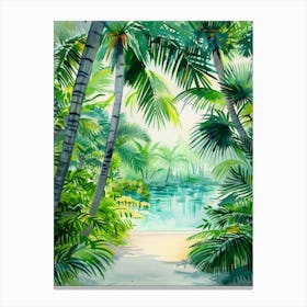 Watercolor Tropical Background Canvas Print