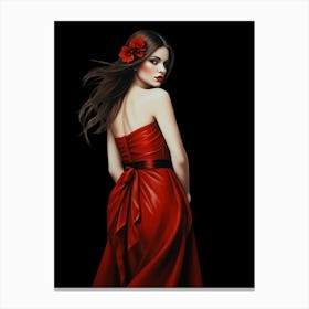 Beautiful Woman In Red Dress Canvas Print