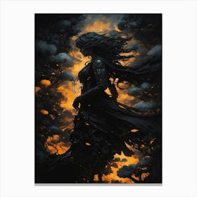 Woman In Black Canvas Print