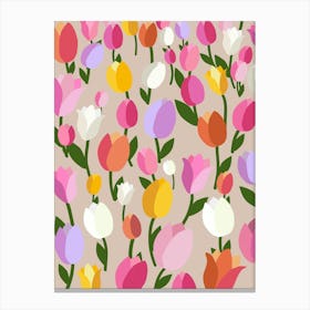 Tulip Field | 03 - Colorful Floral Canvas Print