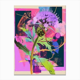 Queen Anne S Lace 2 Neon Flower Collage Canvas Print
